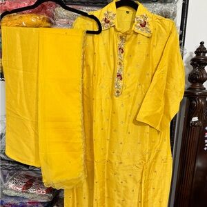 Yellow Embroidered Kurta Set